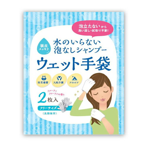 【在庫】水のいらない泡なしシャンプー ウェット手袋(2枚入)【10個まで追跡可能メール便対応可能!】