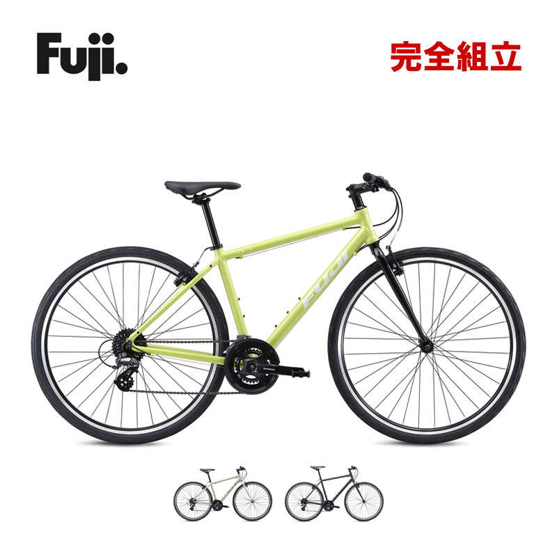 商品説明UBIKUBIQUITY IS ALL AROUND普遍的な喜びは、すぐそばにスポーツバイクらしい軽快な走りと、暮らしに寄り添う実用性。そのどちらも無理なく両立するために生まれたクロスバイク「ユービック」。巡航時の安定性にこだわり設計されたジオメトリ、そして多様なライフスタイルを受け止めるべく散りばめられた細やかな気遣いは、あなたの日常を広げてくれるだろう。日々の移動も、休日の小さな旅も。そのすべてがここから始まる。DETAIL前身となるRAIZのDNAを受け継ぎながらも、ジオメトリーを全面的に見直すことで、より高い巡航性能と扱いやすさを両立。メンテナンス性を考慮したフロントダブルクランク、そしてシマノ製パーツで統一された信頼性の高い駆動系統を土台に、近年のMTB〜グラベルバイクに採用されるロングトップチューブ+ショートステムによるフォワードジオメトリーのアレンジで、軽快なハンドリングと高速域での安定感を実現している。さらに、センタースタンドやフェンダー、フレームバッグや前後キャリアなどの装着も想定した豊富なアイレットを各部に配置。最大45Cまで対応するタイヤクリアランス(標準装備は35C)と相まって、多様なライフスタイルに応じたカスタマイズにも柔軟に対応する。いつもの道に、新たな可能性が広がっていくはずだ。※イメージ写真は一部パーツの変更およびカスタマイズによって、実際の製品の販売時の仕様とは異なることがございます。スペックMain frameFuji A2-SL aluminum w/round tubeForkFuji steel straight-blade , 1-1/8” steel steererCranksetShimano FC-TY501-2, 46/30T, w/ chainring guardPedalsAlloy cage, 9/16” boron axleFront derailleurShimano Tourney FD-TY606-L , Band type 31.8mmRear derailleurShimano Altus RD-M310-LShiftersShimano Altus ST-EF500, 2×8 speedCassetteShimano CS-HG31-8, 11-32TFront wheelAlloy clincher rim, 32H, QR, 100mm O.L.DRear wheelAlloy clincher rim, 32H, QR, 130mm O.L.DTiresChaoyang Kestrel , 700×35c , F/VBrake setAlloy linear pull , Short armBrake leversShimano Altus ST-EF500HeadsetFSA No.10 , 1-1/8” semi-integretedHandlebarAlloy riser, 15mm rise, 6° B.S., 25.4mm O.D.StemAlloy, +/-7 degreeSaddleComfort shapeSeat postAlloy, 2 bolt clamp, 27.2mm O.D.※製品の価格や仕様については予告なく変更になる場合がございます。ジオメトリーSIZE1517.52022.5A381444.5508571.5B7473.573.573C535550565580D100125150175E707070.570.5F1038.11049.61061.21071.8G440440440440I70707070J383386393.4395.7M50505050STAND OVER715756.1798.9839.9STEM60708090HANDLE BAR580580580580CRANK165170175175※適応身長はあくまでも目安となります。※写真と実物とは若干色が異なることがあります。※予告なく仕様、価格を変更する場合があります。自転車を安全・快適にご使用いただくために●自転車を安全で快適にご使用いただくために、お近くの自転車店にて定期的な点検をしてください。●ご使用中に自転車の不具合を感じた時は、直ちに使用を中止し自転車店にご相談ください。●不具合の早期発見、事故を未然に防ぐためにも、乗車前に点検と確認を行ってください。※画像はサンプルです。掲載情報はモデル発表当時のものです。最新情報はメーカーサイトもあわせてご確認ください。※仕様・外観・価格は、改良のため予告なく変更される場合がございます。※商品はお取り寄せのため、メーカー代理店の在庫状況によりご用意できない場合がございます。※お取り寄せ商品のため、不良品以外の返品・交換はお断りいたします。以上、予めご了承いただきますようお願いいたします。