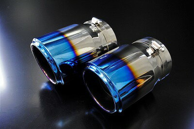 CX-5 KF系 テーパー マフラーカッター 100mm ブルー 耐熱ブラック塗装 2本 マツダ 鏡面 スラッシュカット 高純度SUS304ステンレス MAZDA ［B05B］