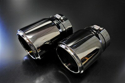 CX-5 KF系 テーパー フタなし マフラーカッター 100mm ブラック 2本 マツダ 鏡面 スラッシュカット 高純度SUS304ステンレス MAZDA ［B06K］