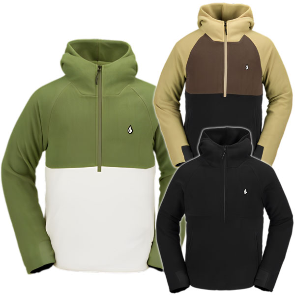 23-24 VOLCOM/ボルコム POLAR FLEECE HOODED 1/2 zip メンズ レディース スノーボードアパレル セカンドレイヤー フリース 2024 型落ち