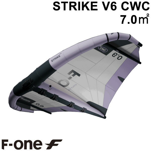F-ONE STRIKEV6CWC 7.0平米 サイズ 7.0平米 風域：8−18knts ウイングスパン：3.77m 重量：3.32kg 特徴 第6世代となるSTRIKE CWCは、特許取得済みのCWC (コンパクトウイングコンセプト)による比類ないコンパクトさはそのままに、新たにフルダクロン構造を採用。耐久性・性能・効率を高次元で融合させました。 さらに、最新のSTRIKEから受け継いだ設計の進化を取り入れることで、わずかな風でもスムーズな推進力と、ストレスのない滑らかなグライド性能を実現。微風コンディションを最大限に楽しめる一枚です。 ●微風コンディションにおける究極のライトウインド・ウェポン ●フルダクロン構造 　・リーディングエッジにはHITEXを採用し、優れた耐久性と伸びに対する高い耐性を実現 　・キャノピーにはTECHNOFORCE?/D2を採用し、高いパフォーマンスと優れた耐久性を両立 ●スウィープコントロールパネル 　・パネル全体にHITEXを採用することで、トレーリングエッジのテンションを最適にコントロール ●コンパクトながらパワフル 　・独自のCWCにより、大きなサイズでも扱いやすさを維持 　・優れたパンピング効率と、容易なプレーニングスタートを実現 ●バランスの取れた直感的なフィーリング 　・最適化された生地テンションと安定したウイングプロファイルにより、誰でも扱いやすい自然な操作性 ※ハンドルは付属しておりません。(別売り) ※予告なくデザイン、内容が変更される場合がございます。 メーカー希望小売価格はメーカーカタログに基づいて掲載しています。