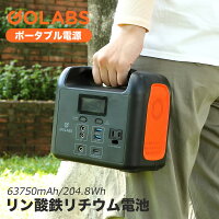 GOLABS ポータブル電源 LiFePO4リン酸鉄リチウム電池 204.8Wh 3.2V/63750mAh PSE認証 2000回充放電 AC160W/DC/USB QC3.0/PD60W 急速充電 4つの充電方法 ソーラー充電 修正正弦波 省電力 キャンプ 防災 アウトドア 車中泊 停電対策 家庭用蓄電池