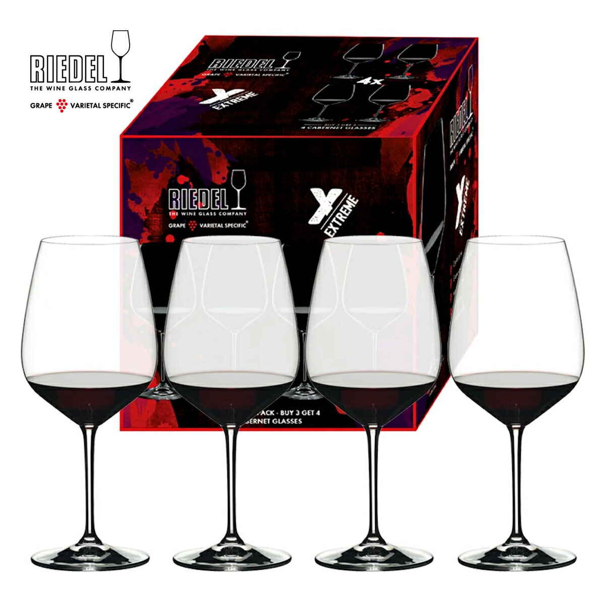 リーデル公式 エクストリーム バリューパック カベルネ BUY3GET4 4個入 4411/0 ラッピング無料 RIEDEL 赤ワイングラス Cabernet セット パーティーパック