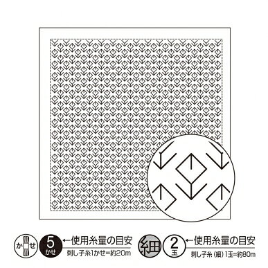 花ふきんの図柄がプリントされた布です。 お好きな色の糸で刺してお作り下さい。 パンヤを使ってクッションに仕立てる事も出来ます。 【ゆうパケット8枚迄OK】 ◇ 初級者向 ◇ 出来上がりサイズ 　　各約縦34cm×横34cm ◇ 内容 　　晒木綿 白（綿100％）、作り方説明書 ◇ 備考 　図案プリント済み。 　仕立済みではありません。 【おすすめ糸各種】 →小かせ　単色 →小かせ　ボカシ →小かせ　ミックス →小かせ　カラフル →大かせ　単色 →大かせ　ボカシ →大かせ　ミックス脳の活性化にも良い刺し子仕事。リハビリ手芸にも最適です。 ご年配の方からお子様まで、初めての方も楽しんで頂けるシンプルさと糸や布仕立て方次第でアレンジ自在の奥深さが魅力。 暮らしのインテリアに丈夫でぬくもりを感じる伝統柄の彩りを。
