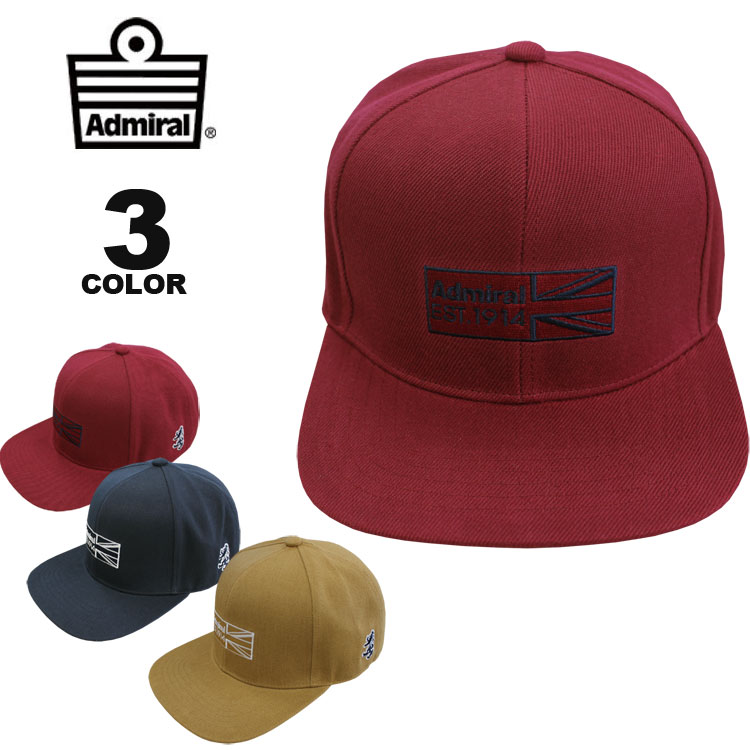 アドミラル ゴルフ キャップ Admiral GOLF HALF UNION JACK FLAT SNAP BACK CAP 帽子 平ツバ スナップバック メンズ レディース ユニセックス 全3色 フリーサイズ