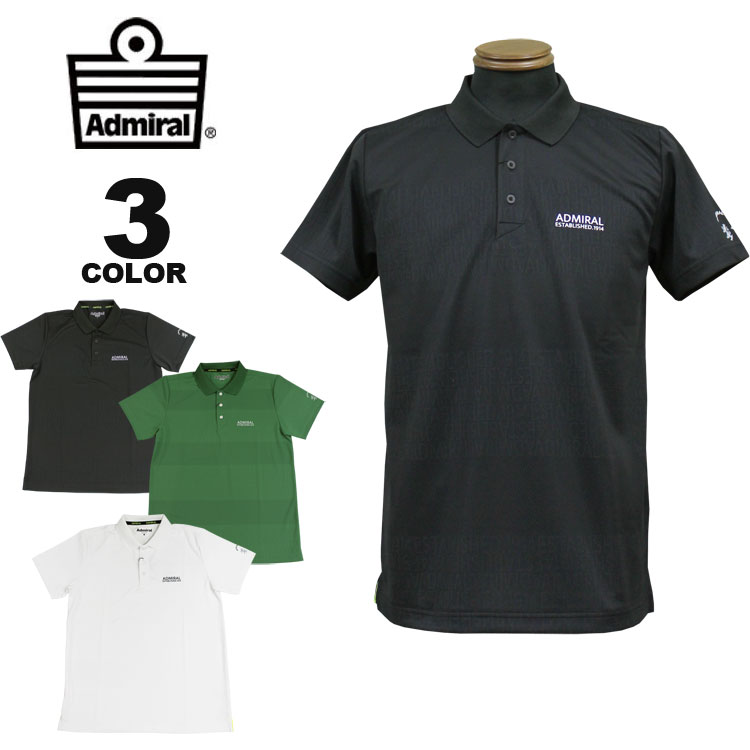 アドミラル ゴルフ ポロシャツ Admiral GOLF LOGO MESH JACQUARD POLO SHIRTS 半袖ポロ 全3色 M-LL 吸水速乾 UVカット メンズ