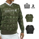 【SALE】アウトレット アドミラル ゴルフ Vネック セーター Admiral GOLF CAMO JACQUARD V-NECK KNIT 長袖 ニット SWEATER カモ柄 裏地付き 全2色 M-LL メンズ 保温 防風