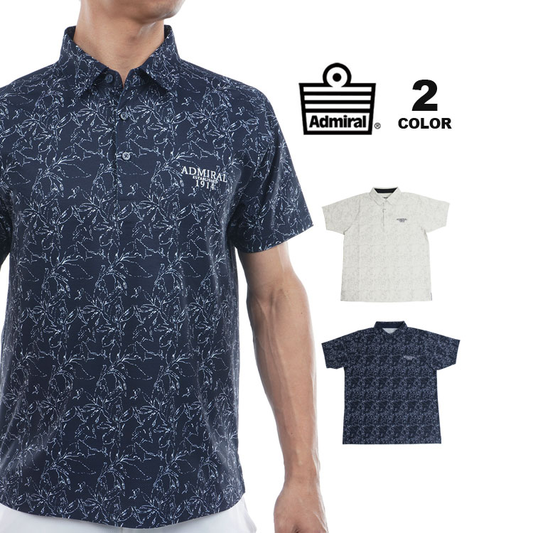 樂天商城 - アドミラル ゴルフ ポロシャツ Admiral GOLF LEAF PRINT MESH POLO SHIRTS 半袖ポロ プリントシャツ 全2色 M-LL 高通気性 ストレッチ メンズ