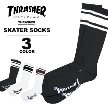 スラッシャー THRASHER 靴下 MAG SKATER SOCKS メンズ ロゴ入り 全3色