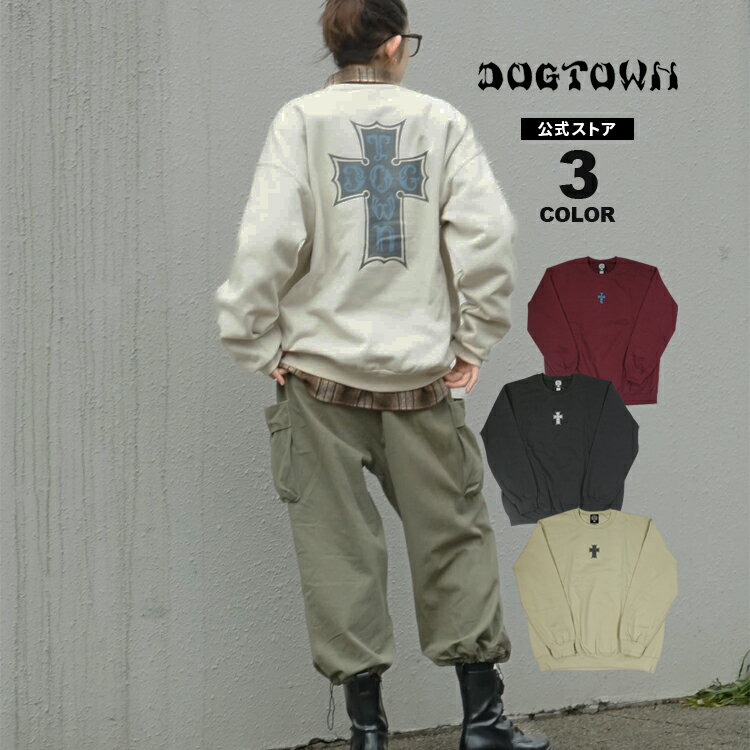  アウトレット ドッグタウン トレーナー DOGTOWN TRIBAL CROSS CREW SWEAT クルー スウェット 丸首 スェット メンズ レディース ユニセックス バックプリント 裏起毛 全3色 M-XL