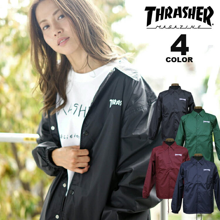 スラッシャー コーチジャケット メンズ 【公式】 スラッシャー コーチジャケット THRASHER MAG LOGO COACH JACKET メンズ レディース ナイロン 全4色 S-XL