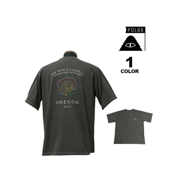【SALE】ポーラー Tシャツ POLER PRM PIGMENT SOUVENIR S/S T-SHIRTS 半袖 TEE メンズ レディース ユニセックス ブラック 黒 顔料染め S-L
