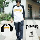 【全品ポイント5倍 4/27 09:59まで】【公式】 スラッシャー Tシャツ THRASHER FLAME LOGO 3/4 SLEEVE T-SHIRTS 七分袖 TEE ラグラン メンズ レディース S-XL