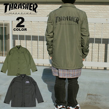 【SALE】【公式】 スラッシャー ジャケット THRASHER SKATE AND DESTROY / HOMETOWN 2 Layer COACH JACKET 2レイヤー アウター コーチ 撥水 メンズ 全2色 M-XL アウトレット