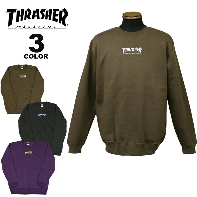 【公式】 スラッシャー トレーナー THRASHER HOMETOWN emb CREW SWEAT クルー スウェット メンズ レディース ユニセックス 裏起毛 スエット 全3色 M-XL