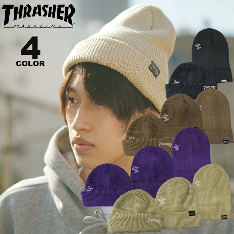 スラッシャー 帽子 メンズ 【公式】 スラッシャー ビーニー ニット帽 THRASHER GONZ SAD 3WAY KNIT BEANIE CAP ニットキャップ ショートビーニー カフビーニー ロングビーニー メンズ レディース ユニセックス 全4色 ゴンズ マークゴンザレス