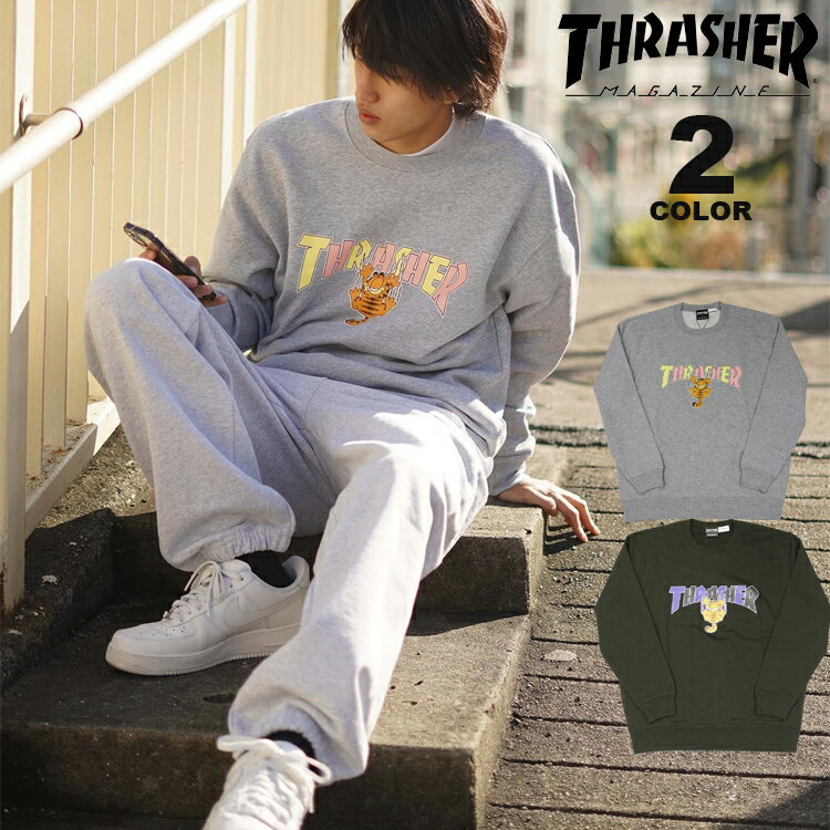 【SALE】【公式】 スラッシャー トレーナー THRASHER GARFIELD CREW SWEAT クルー スウェット ガーフィールド プリント メンズ レディース ユニセックス 裏毛 全2色 M-XLのサムネイル