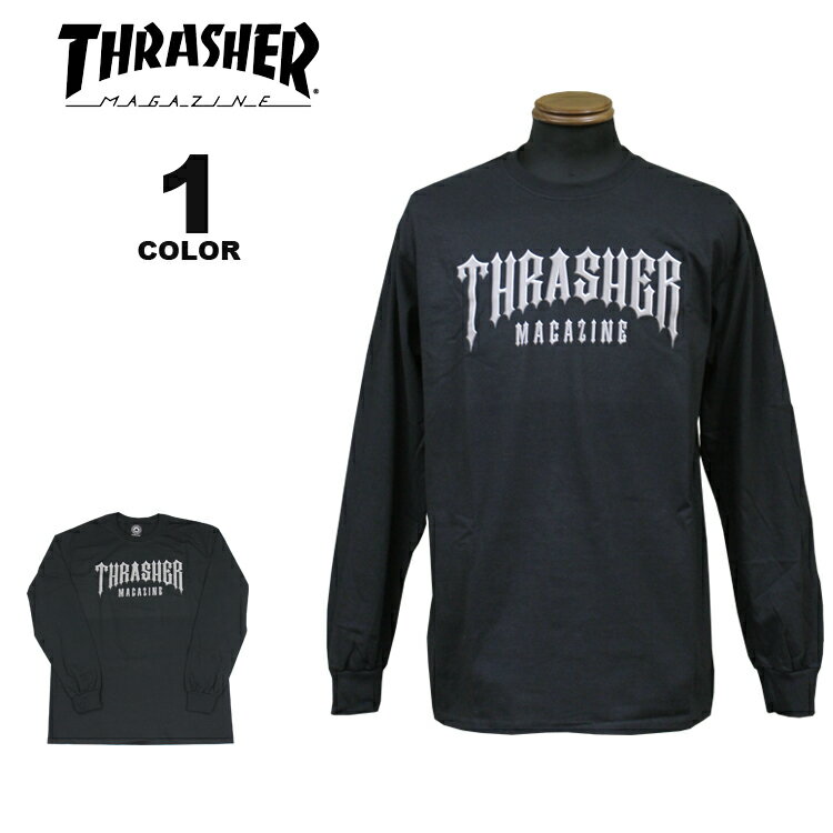 【公式】 スラッシャー Tシャツ ロンT THRASHER LOW LOW LOGO L/S T-SHIRTS 長袖 TEE インポート メンズ レディース ユニセックス ブラック 黒 M-XL