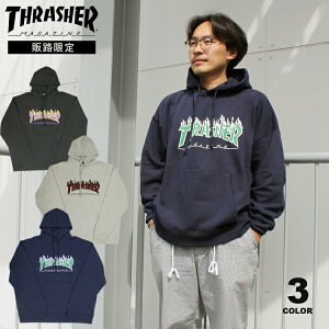 【取扱店限定】 スラッシャー パーカー 秋冬 THRASHER SP FLAME LOGO BIG SILHOUETTE HOODIE SWEAT PARKA スウェット プルオーバー ビッグシルエット オーバーサイズ ゆったり プリント メンズ レディース ユニセックス 裏起毛 スエット 全3色 S-L 【公式】