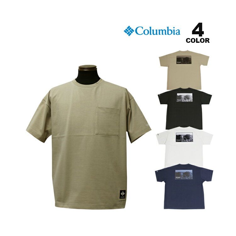 コロンビア Tシャツ メンズ 【全品ポイント5倍 5/16 01:59まで】コロンビア Tシャツ Columbia Millers Crest Graphic SS TEE ポケット付 T-SHIRTS 全4色 S-XL メンズ 半袖 オムニシェード UPF50 オムニウィック ヘビーウェイト リラックスフィット ビッグシルエット 吸湿 速乾