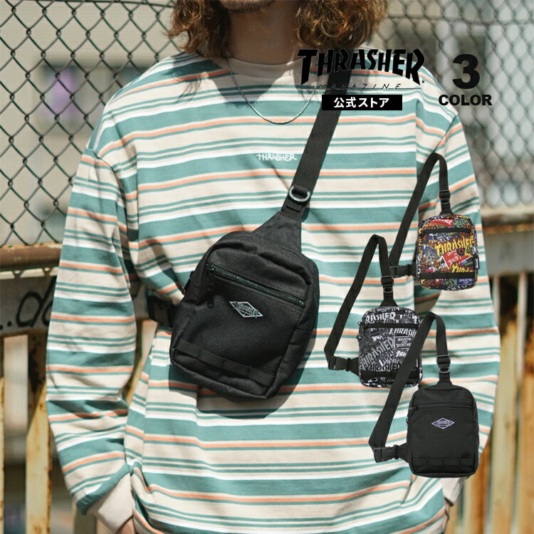 スラッシャー ショルダー バッグ THRASHER STREET MINI SHOULDER BAG ボディバック ミニショルダー 撥水 メンズ レディース ユニセックス 全3色 【公式】