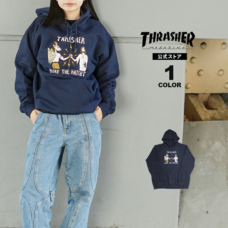 スラッシャー パーカー THRASHER TOYMACHINE B.T.H HOODIE SWEAT PARKA トイマシーン プルオーバー パーカ スエット インポート メンズ レディース ユニセックス 裏起毛スウェット ネイビー 紺 M-XL