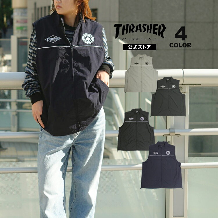 ��SALE�ۥ���å��㡼 �٥��� THRASHER NYLON VEST �ʥ�����٥��� �������� ��� ��ǥ����� ��˥��å��� ��4�� M-XL �ڸ�����