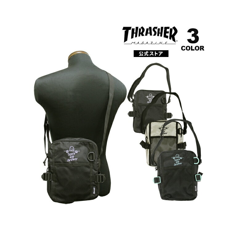 樂天商城 - スラッシャー ショルダー バッグ THRASHER GONZ MINI SHOULDER POUCH BAG ゴンズ マークゴンザレス タテ型 ミニショルダー ポーチ 撥水 メンズ レディース ユニセックス 全3色 【公式】