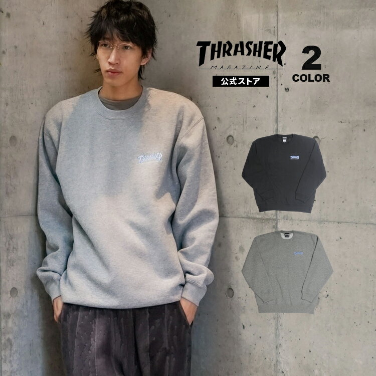 ��SALE�ۥ���å��㡼 �ȥ졼�ʡ� THRASHER FIRE LOGO CREW SWEAT ���롼 �������å� �����å� ��� ��ǥ����� ��˥��å���...