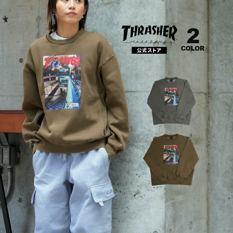 樂天商城 - 【全品P10倍 5/7 10:00から5/18 09:59まで】【SALE】スラッシャー トレーナー THRASHER Magazine Cover PIGMENT CREW SWEAT クルー スウェット ピグメント加工 ビッグシルエット オーバーサイズ メンズ レディース ユニセックス 裏起毛 スエット 全2色 M-XL 【公式】