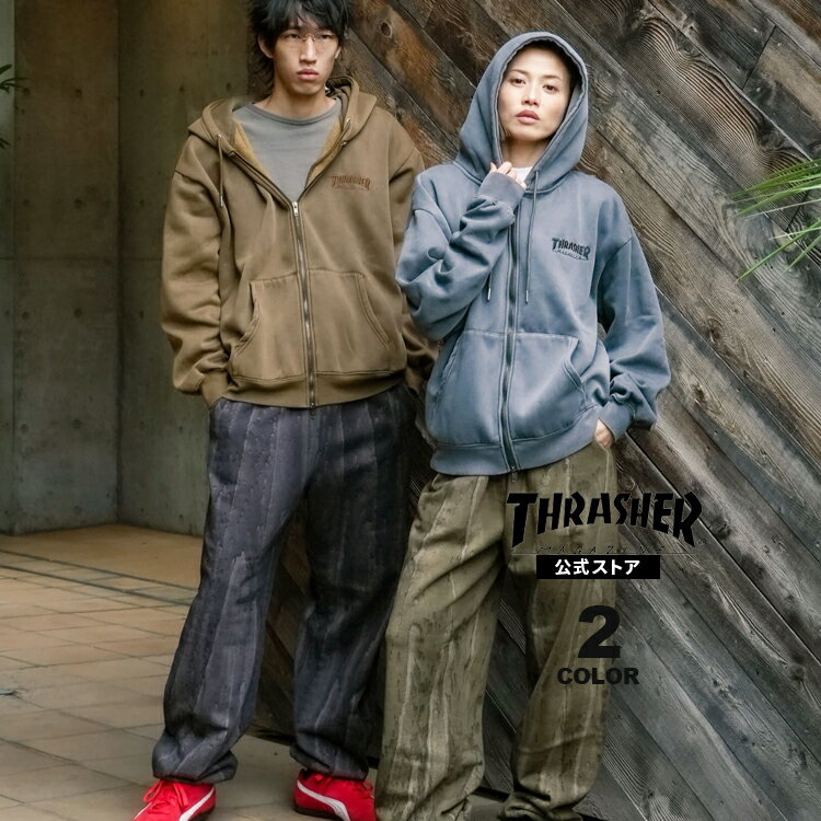 樂天商城 - 【SALE】スラッシャー ジップパーカー THRASHER PIGMENT FULL ZIP HOODIE SWEAT PARKA ピグメント加工 ジップアップ パーカ フルジップ スウェット ビッグシルエット オーバーサイズ ロゴ刺繍 メンズ レディース ユニセックス 裏起毛 スエット 全2色 M-XL 【公式】