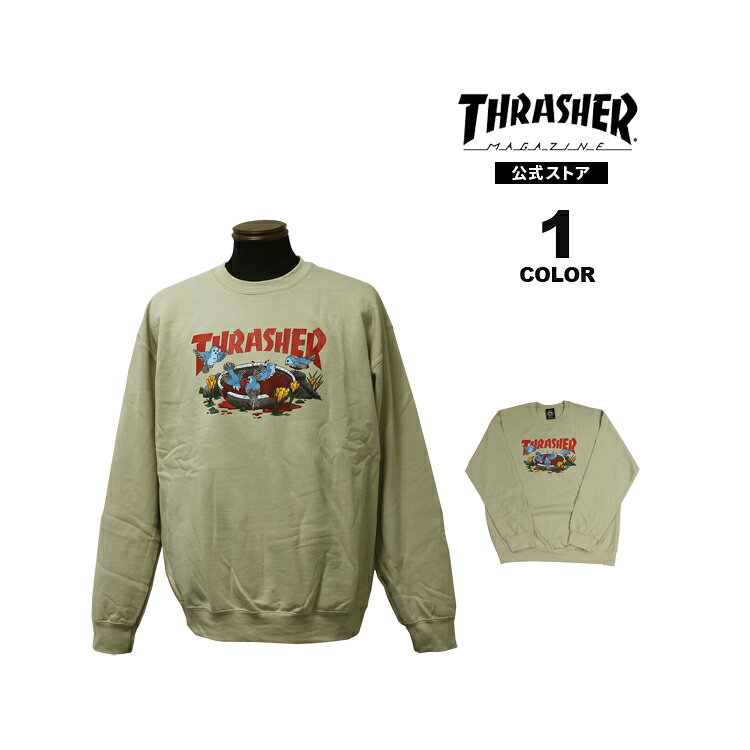 【全品ポイント10倍 3/11 01:59まで】スラッシャー トレーナー THRASHER BLOOD BATH CREW SWEAT クルー スウェット スエット インポート メンズ レディース ユニセックス 裏起毛 サンド ベージュ M-XL 【公式】