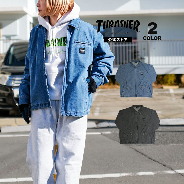 樂天商城 - スラッシャー ジャケット THRASHER DENIM WORK JACKET デニム ワークジャケット ブルゾン アウター メンズ レディース ユニセックス 全2色 M-XL 【公式】