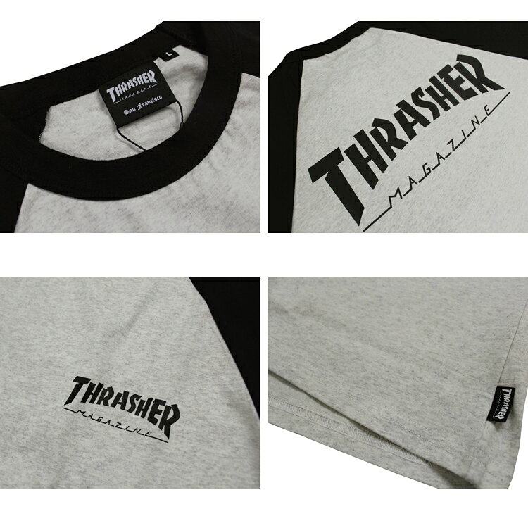 �����ʥݥ����10�� 3/11 01:59�ޤǡۡ�SALE�ۥ���å��㡼 T����� THRASHER HOMETOWN RAGLAN 3/4 SLEEVE T-SHIRTS ��ʬµ TEE �饰��� �ӥå����륨�å� �����С������� ��� ��ǥ����� ��˥��å��� ��2�� M-XL �ڸ�����