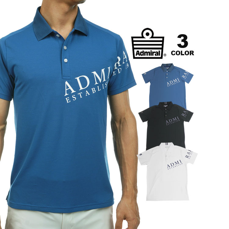 Rakuten - 【全品P10倍 6/4 20:00から6/11 01:59まで】アドミラル ゴルフ ポロシャツ Admiral GOLF LOGO POLO SHIRTS 半袖ポロ シャツ カラタッチ プラス 全3色 M-LL 吸水速乾 ストレッチ UVカット 接触冷感 メンズ