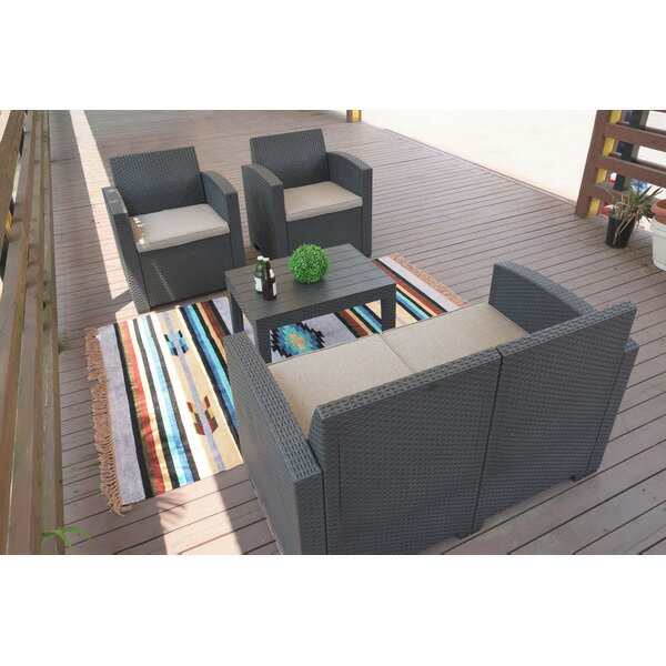 ソファ ガーデンリビング ソファセット 4点セット ODS-102 テラス ベランダ バルコニー 防水 防雨 リゾート アジアン おしゃれ プラスチック