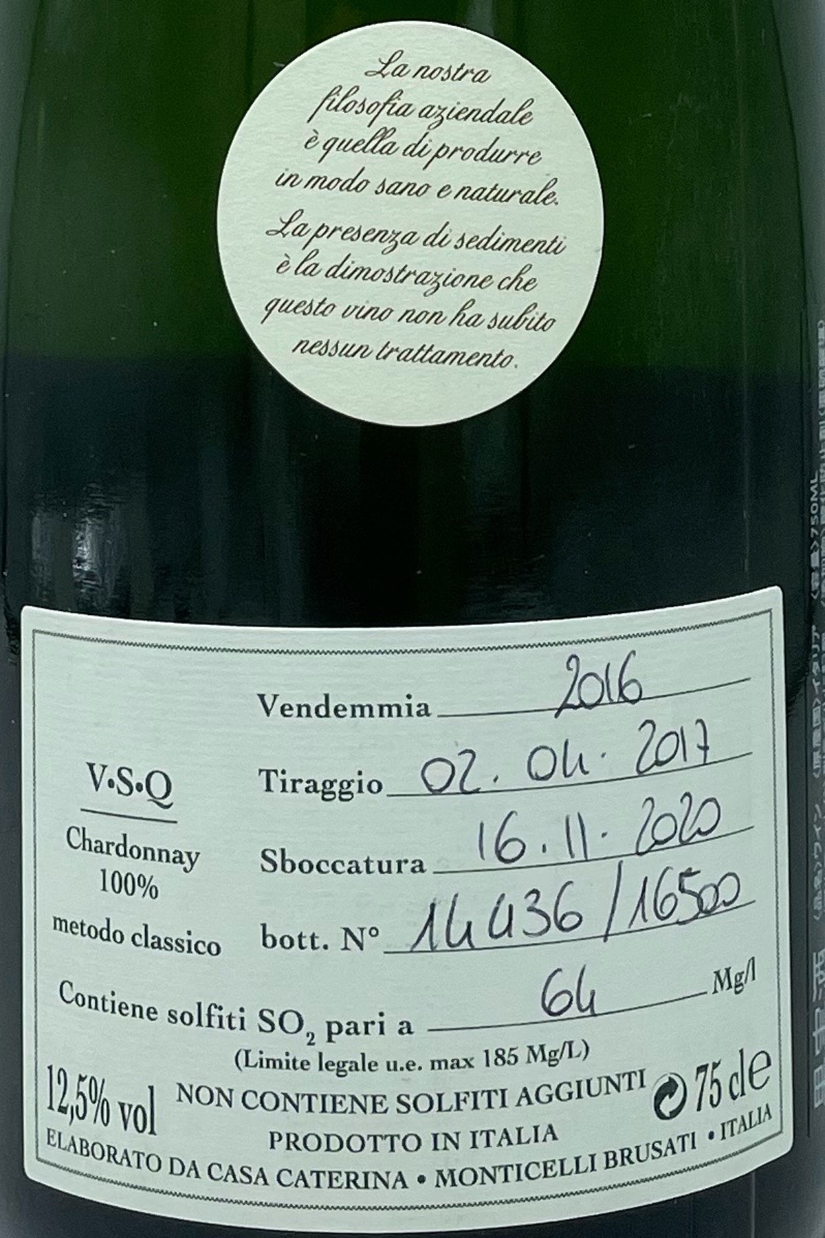 ブリュット ナチュール キュヴェ トレンタセイ 2016 / Brut Nature Cuvee 36 NV 2016 Casa Cate [スパークリング][FR] rifuku-10008848 Wine shop Cave サンプル画像2