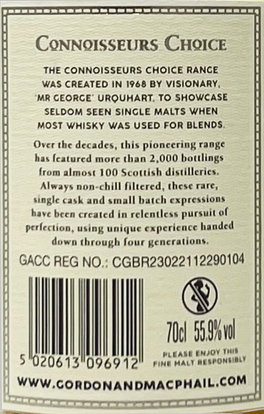 ストラスミル 14年 55.9％ ゴードン＆マクファイル コニサーズチョイス カスク ストレングス 2009 / Strathmill 14yo 55.9% G&M CC Cask Str [2009][SW]
