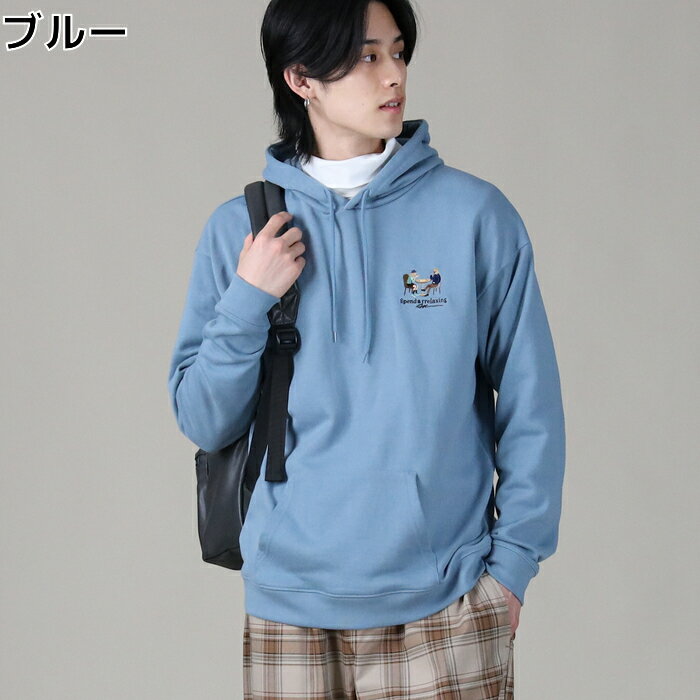 BACK NUMBER 刺繍パーカー　メンズ　お揃い　ペアルック　リンクコーデ　あったか　おしゃれ　冬　秋　長袖　スウェット　リモートワーク　イラスト　　トレンド　刺繍Right-on ライトオン BN42014121006 BACK NUMBER バックナンバーのサムネイル