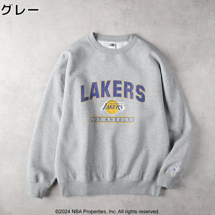 NBA 別注 チームロゴ クルーネック スウェット メンズ ゆったり ビッグシルエット アップリケ 刺繍 プリント カジュアル 裏起毛エヌビーエー Right-on ライトオン NBA-ROM-02のサムネイル