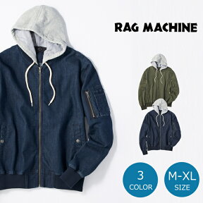 RAG MACHINE フードMA-1メンズ　全2色　M-XL　 ゆるカジ　カジュアルファッション　秋服 冬服 春服　プチプラ　お買い得価格　ブルゾン　アウター　　10代 20代 30代 40代Right-on ライトオン RM-4216001 RAG MACHINE ラグマシーン