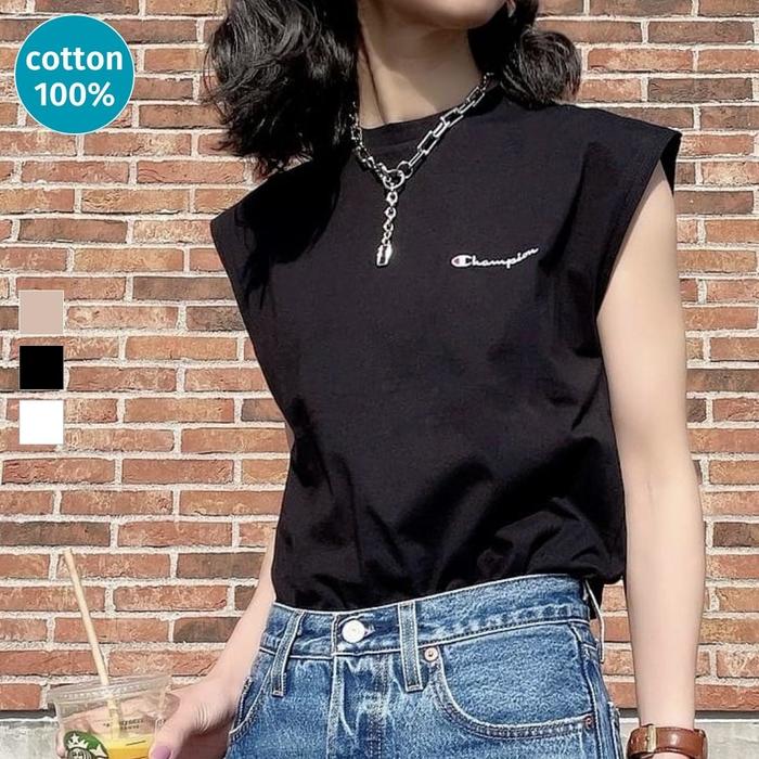 Champion ノースリーブTシャツ レディース 女性 シンプル 袖なし 綿 夏 おしゃれ かわいい トップスRight-on,ライトオン,CWSX348R,Champion,チャンピオンのサムネイル