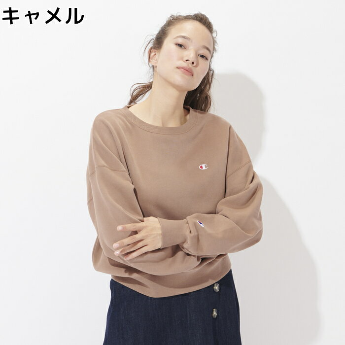 Champion ワンポイントロゴボリューム袖トレーナー　ウィメンズ　全5色　M-L　おしゃれ スウェット トップス ペア カップル ペアルック お揃い 冬 冬服 春服 秋服Right-on,ライトオン,CWSQ006R,Champion,チャンピオン