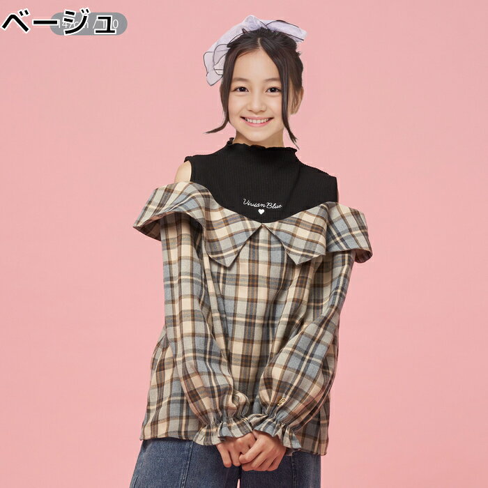 VIVIAN BLUE フェイクレイヤード肩あきビッグ衿ブラウスRight-on ライトオン VI45032011 VIVIAN BLUE ヴィヴィアンブルーのサムネイル