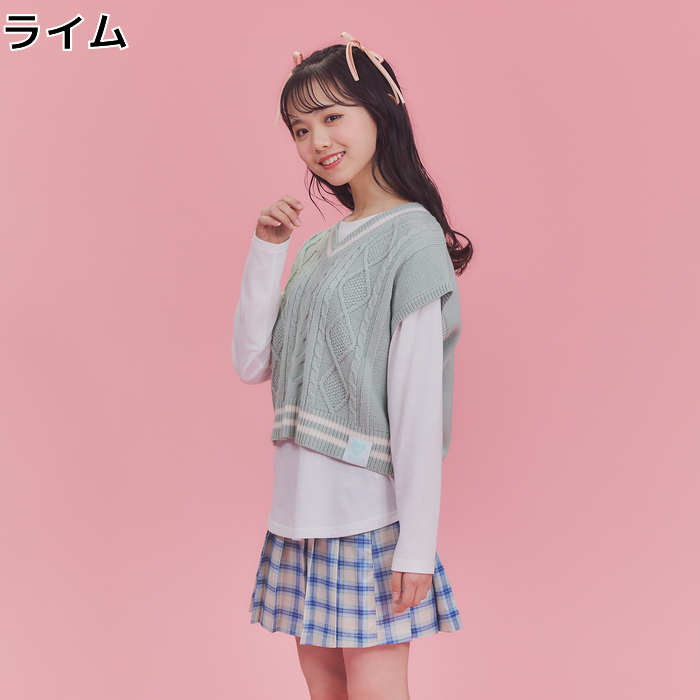 VIVIAN BLUE ニットベストレイヤード 女の子 キッズ ガール ニット ベスト 制服風 通学 お出かけ おしゃれ 可愛い ビビアンブルー ヴィヴィアンブルーRight-on ライトオン VI44032021 VIVIAN BLUE ヴィヴィアンブルーのサムネイル