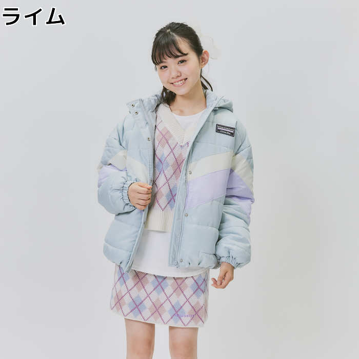 VIVIAN BLUE シェブロン中綿アウター キッズ 女の子 アウター ジャケット ブルゾン 防寒 温かい アウトドア ジップアップ カジュアル ビビアンブルー ヴィヴィアンブルーRight-on ライトオン VI44032001 VIVIAN BLUE ヴィヴィアンブルーのサムネイル