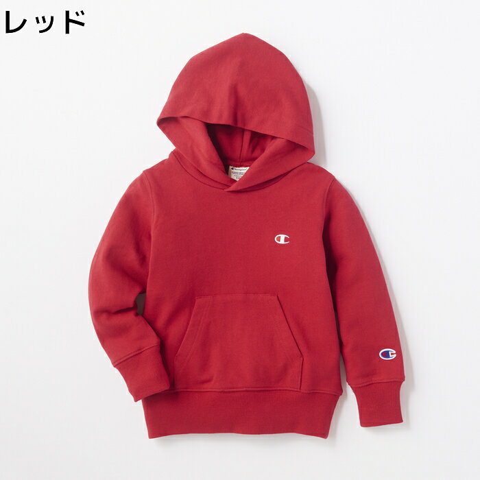 Champion ワンポイントパーカー キッズ 全6色 100-140 カットソー おしゃれ トップス 春服 秋服 クルーネック 綿 ブラック ホワイト ペア お揃いRight-on ライトオン FCS6112 Champion チャンピオン