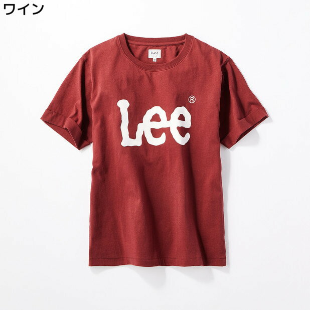 Lee ロゴプリント入りクルーネックTシャツ ウィメンズRight-on,ライトオン,LB9578,Lee,リー,レディース 半袖 春夏 ビッグシルエット M L,イエロー,ホワイト,ベージュ,パープル,ブラック,レッド,ワイン,黄色,白,紫,黒,赤,M,L,