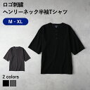 BACK NUMBER ロゴ刺繍 ヘンリーネック 半袖 Tシャツ メンズ ゆったり シルエット TCワッフル素材 通気性 快適 デイリー カジュアル スタイリン...